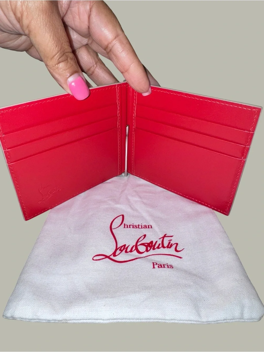 Christian Louboutin Groovy Money Clip Leather Wallet New